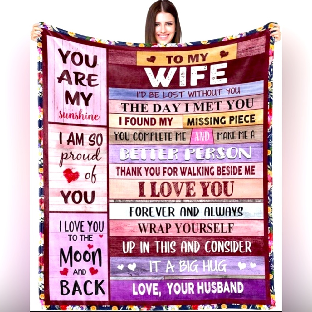 BNWT - “To my Wife” microfiber fleece, throw blanket 50x60”
